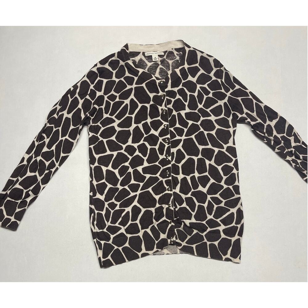 Banana Republic Brown and Cream Giraffe Cardigan Size Medium